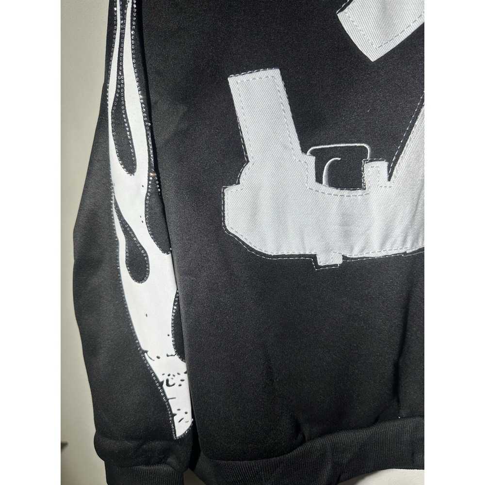 Choppa Krazy Hoodie with Bling flame on sleeves Size Large Soft fuzzy Inside NEW - Picture 6 of 6